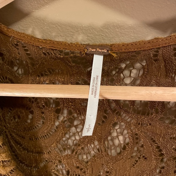 Free People Caramel Lace Long Sleeve Mini Dress - Picture 5 of 7